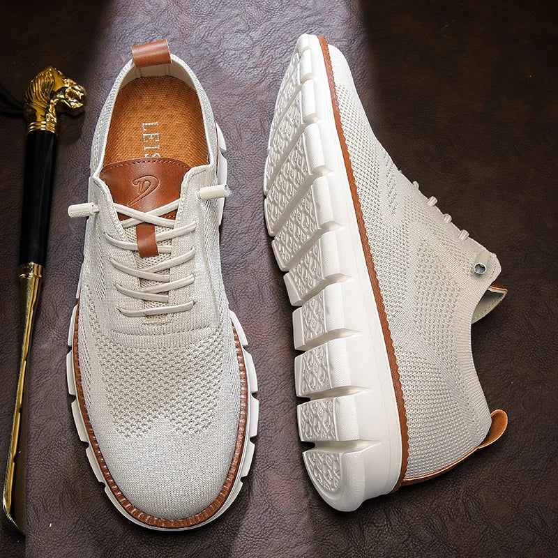 Solid Mesh Breathable Lace-Up Sneakers
