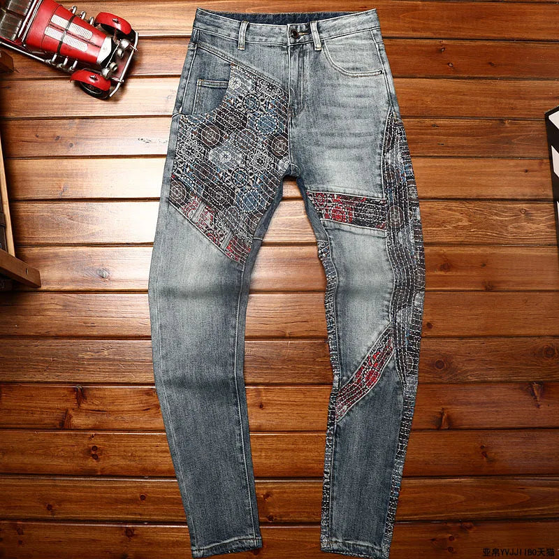 Abstract Patterned Mosaic Men's Jeans