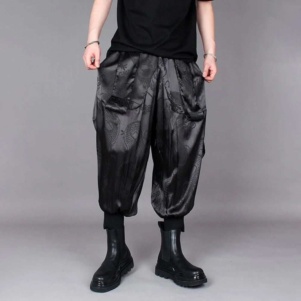 Dragon Jacquard Large Crotch Loose Pants