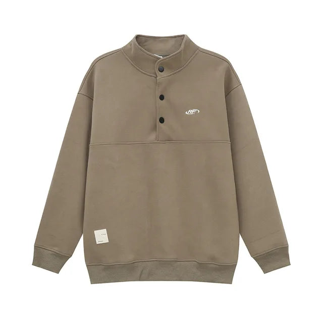 Stand Collar Letter Embroidery Sweater