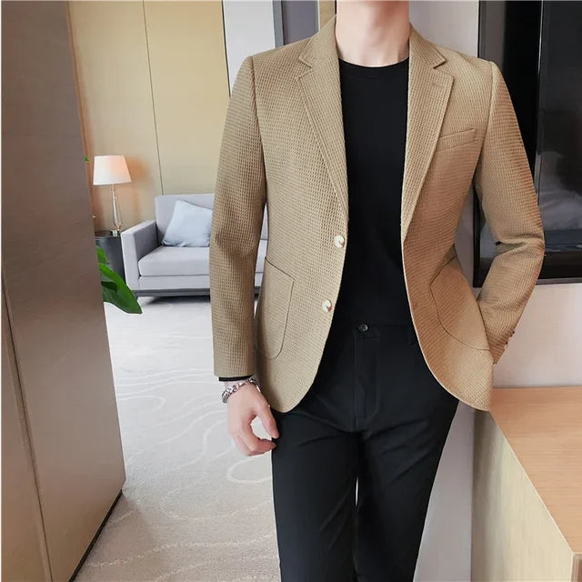 Casual Waffle Solid Slim Fit Blazer