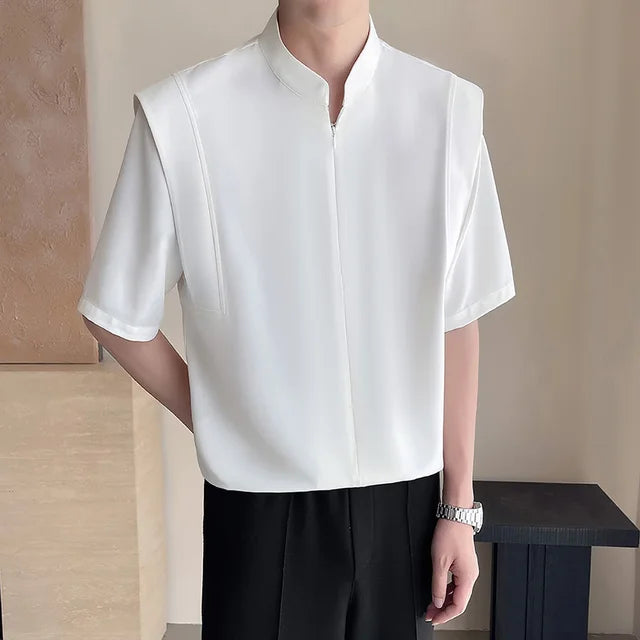 Casual Solid Half Zipper Breathable Shirt