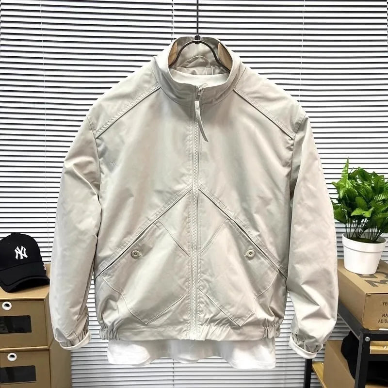 Solid Stand Color Zipper Jacket