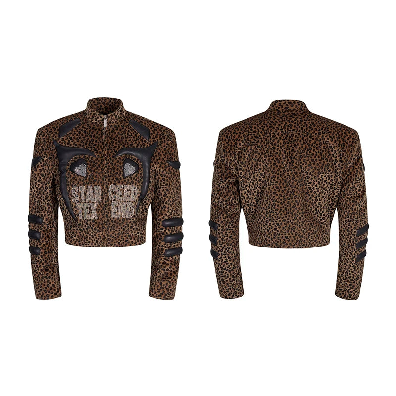 Leather Leopard Patchwork Jacket