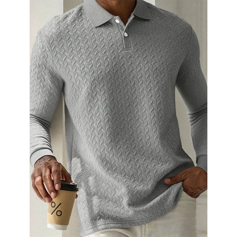 Refined Knit Texture Polo Shirt