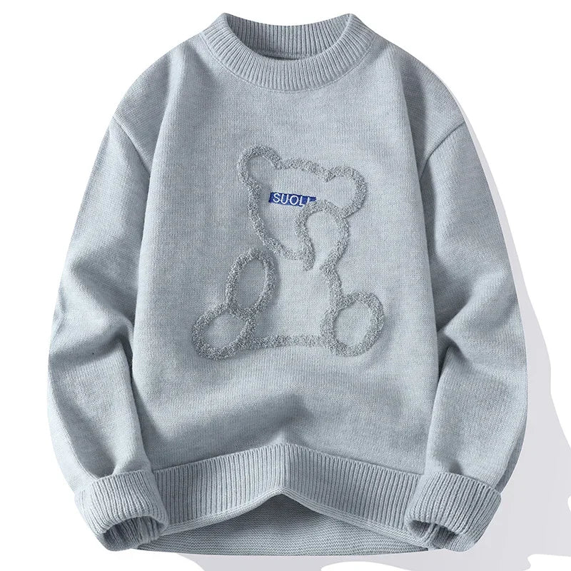 Bear Jacquard Casual Style Sweater