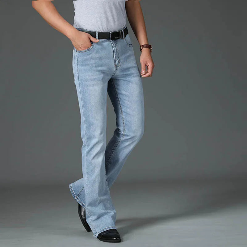 Classic Solid Denim Flare Jeans