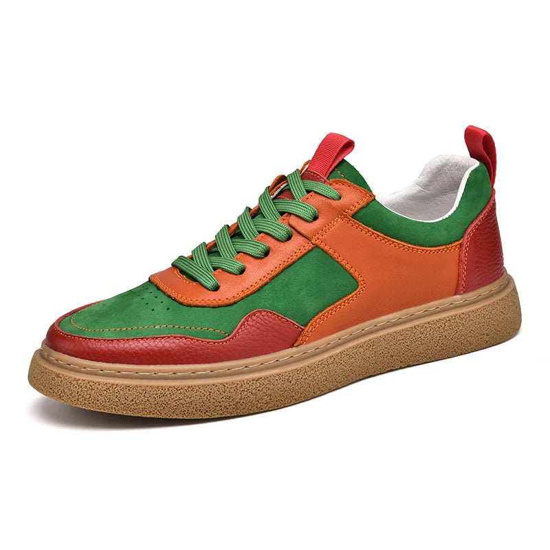 Color Block Leather Low-Top Sneakers