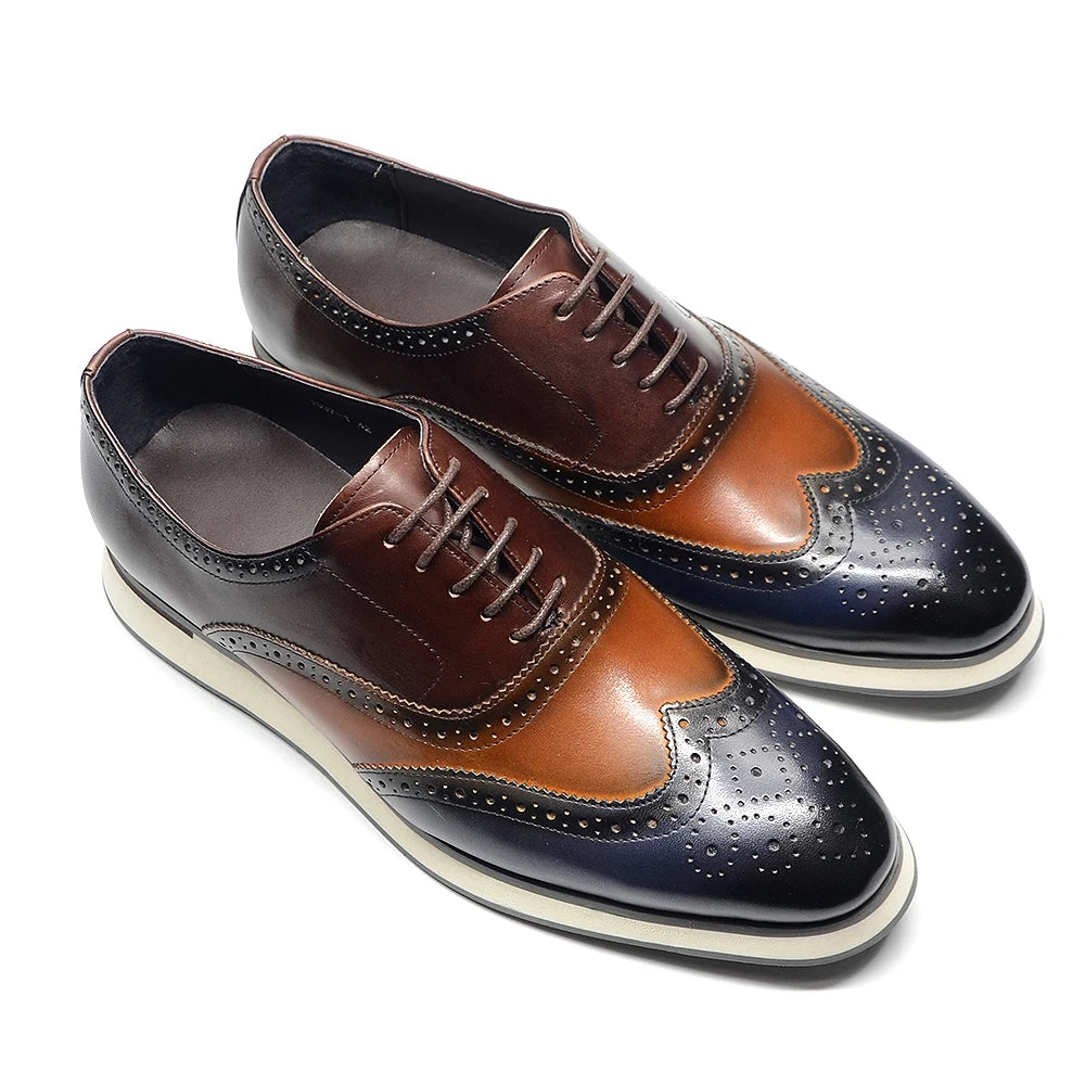 Fashion Color Block Men's Leather Shoes