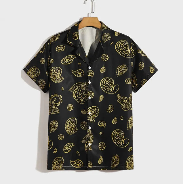 Black Geometric Paisley Pattern Shirt