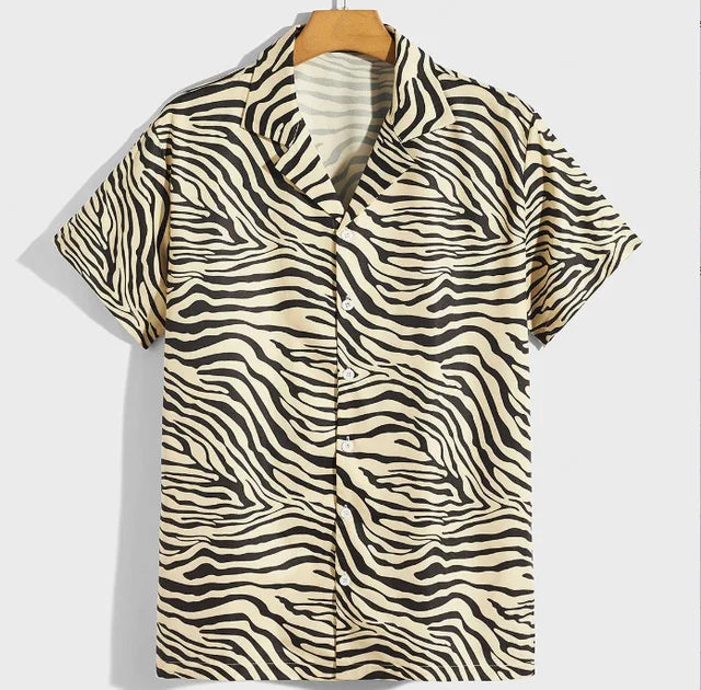 Tiger Skin Printed Short Sleeve Shirt