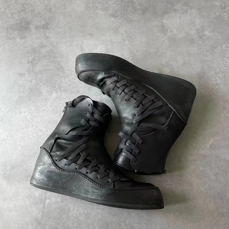 Side Cross-Tied Black Chelsea Boots