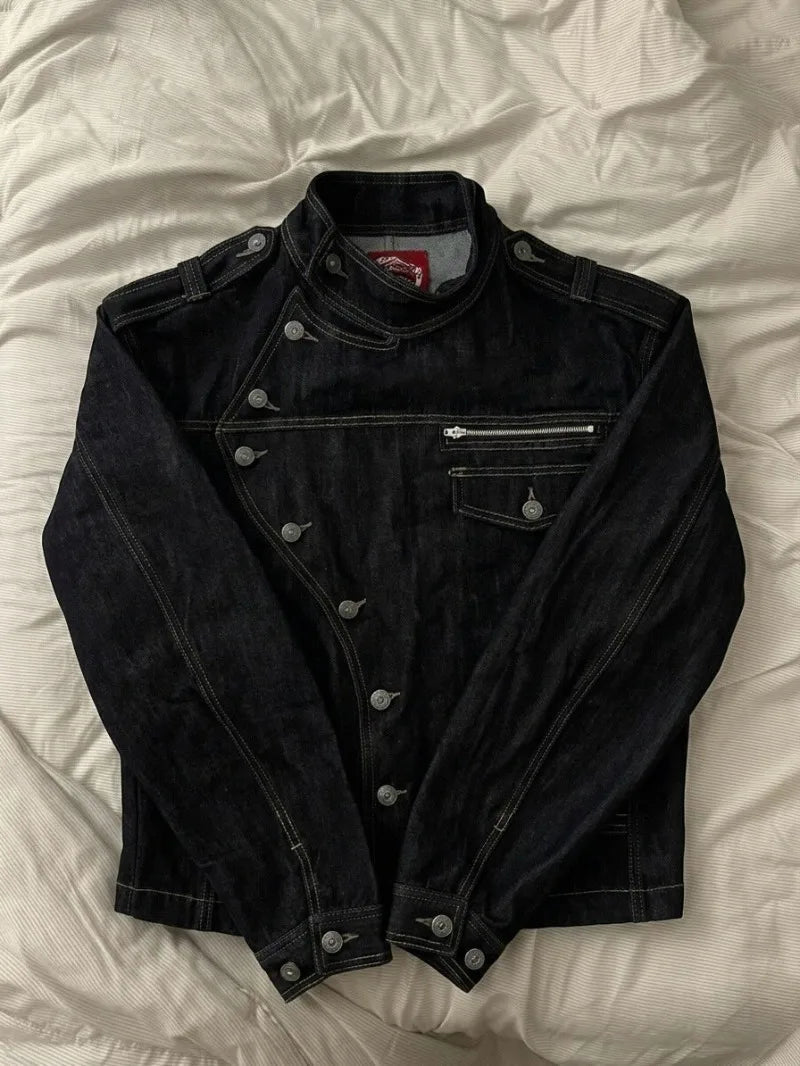 Retro Irregular Button Denim Jacket