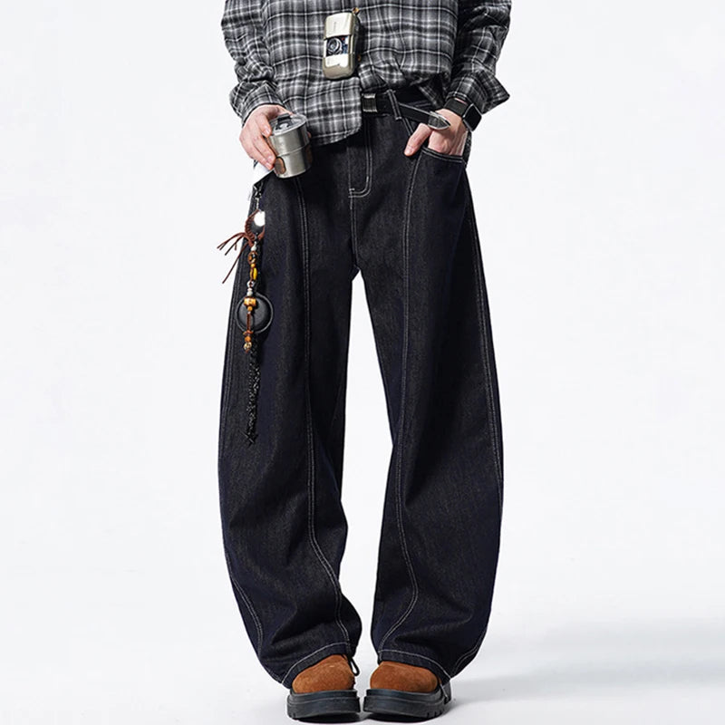 Solid Casual Wide Leg Men's Jeans