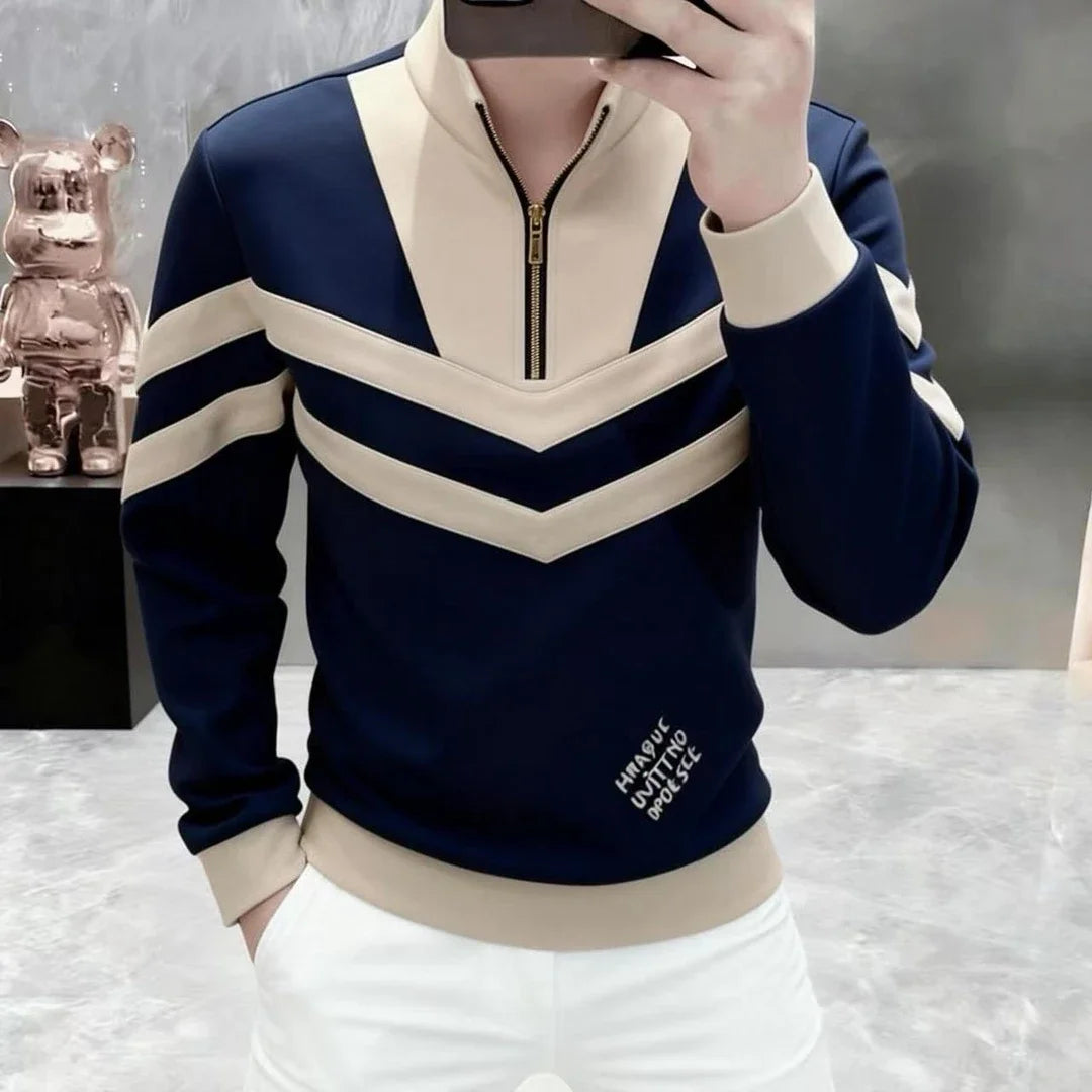 Men's Half Zip Stripe Sweatshirt