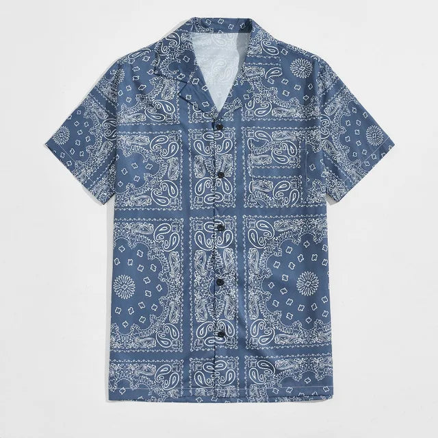 Blue Color Geometric Paisley Shirt
