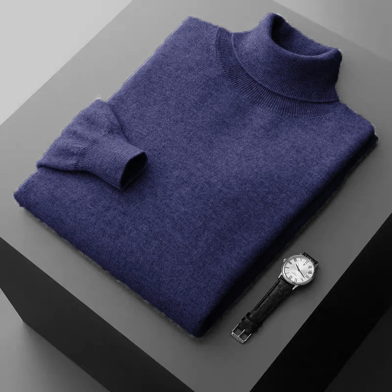 Solid Color Knitted Turtleneck Sweater