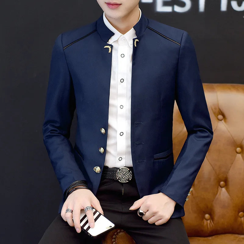 Elegant Badge Buttons Long Sleeve Blazer