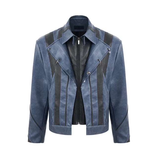 Leather Double Layer Patchwork Pants Set