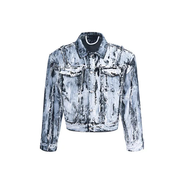 Raw Edge Single Breasted Denim Pants Set