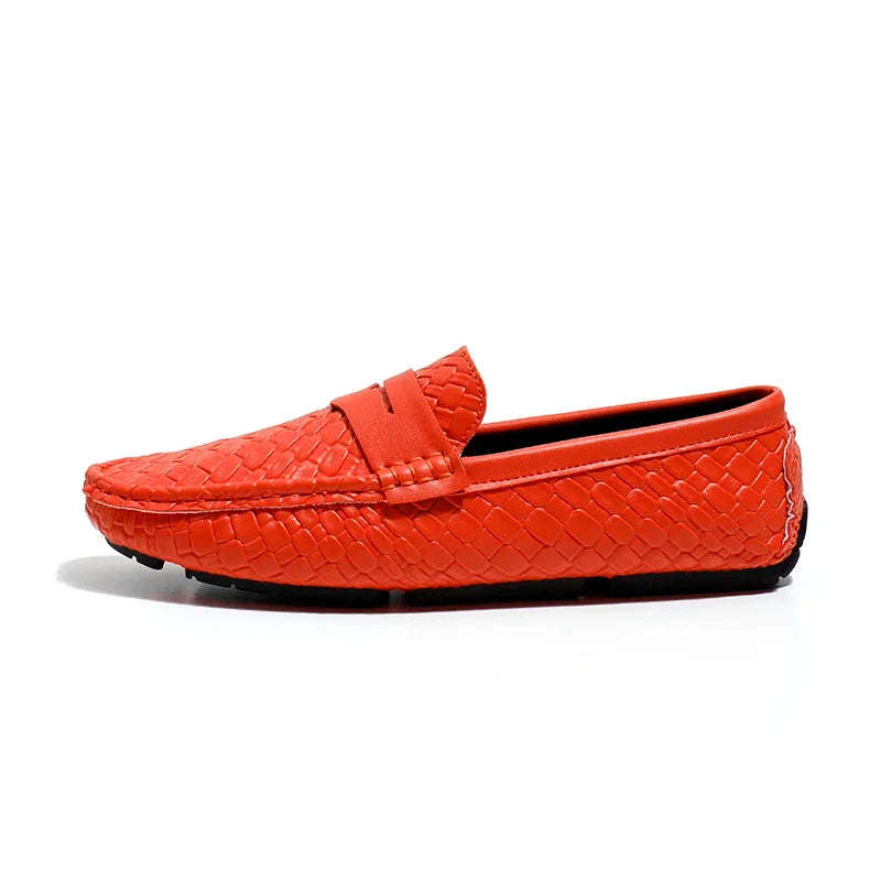 Woven Split Leather Multicolor Loafers