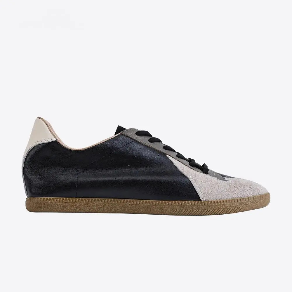 Suede Leather Overlay Flat Sneakers