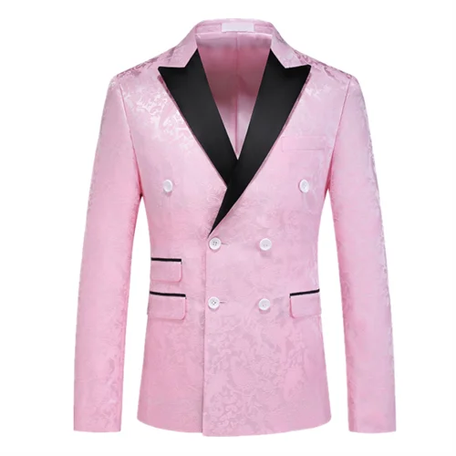 Double Breasted Jacquard Dress Men's Slim Fit Blazer