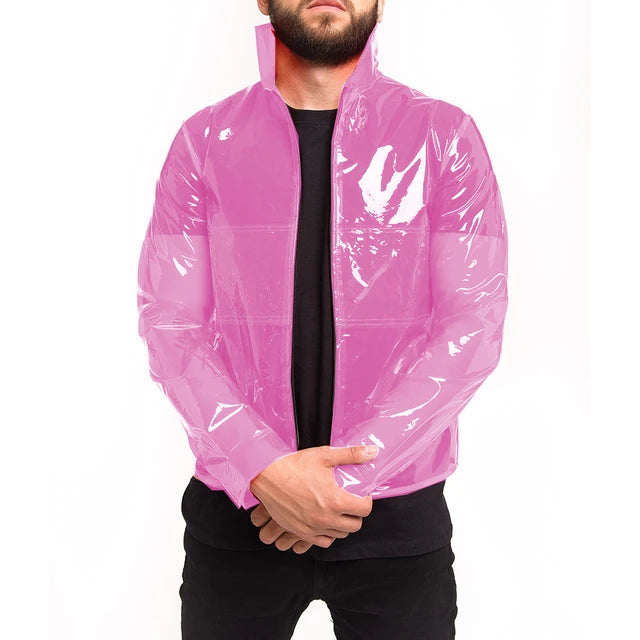 Clear PVC See-through Stand Collar Long Sleeve Jackets