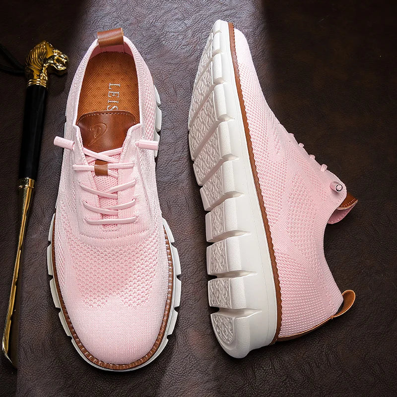 Solid Mesh Breathable Lace-Up Sneakers