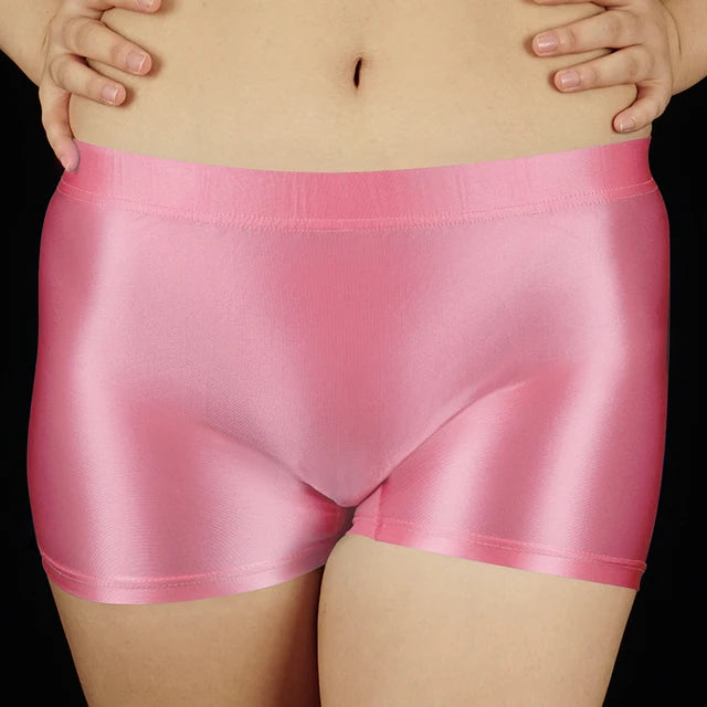Glossy Oily Elastic Waist Boxer
