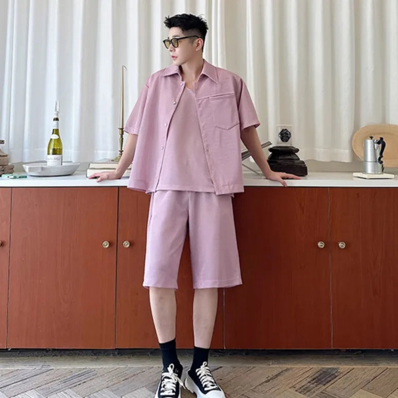 Three-Piece Solid Color Shorts Set