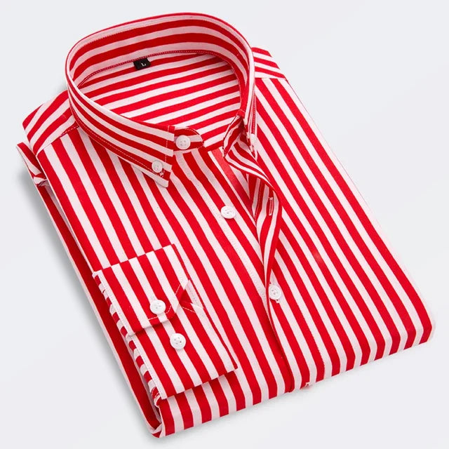 Striped Cotton Microfiber Long-Sleeve Shirt