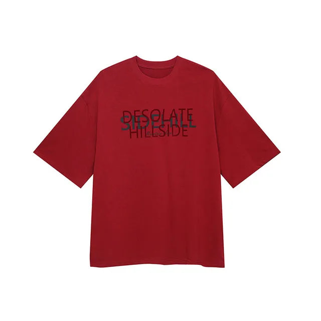 Trend Letter Contrasting Color T-Shirt