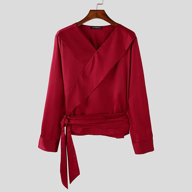 Solid Twisted Cross Neck Shirt