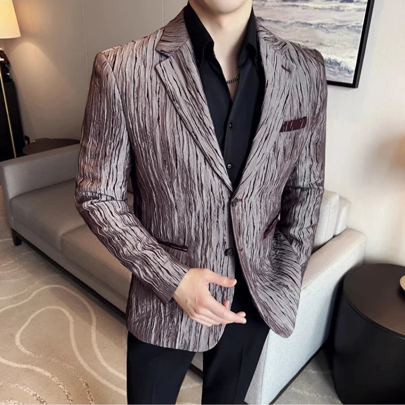 3D Pleated Single Breasted Blazer