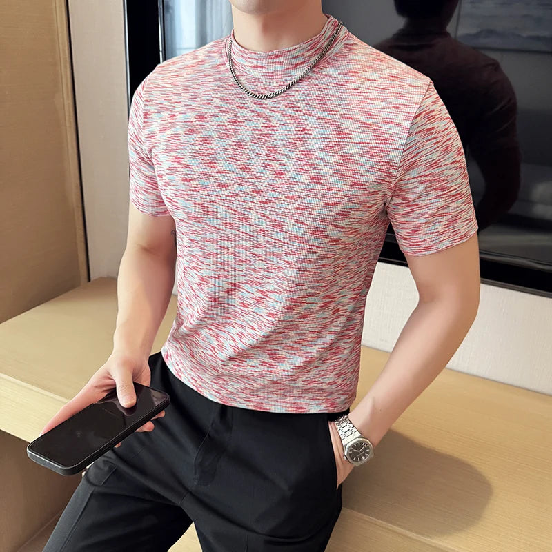Half High Collar Slim-Fit Casual T-Shirt