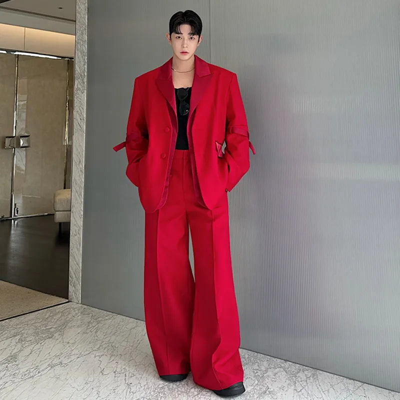 Solid Elbow Belt Detachable Loose Men's Suit