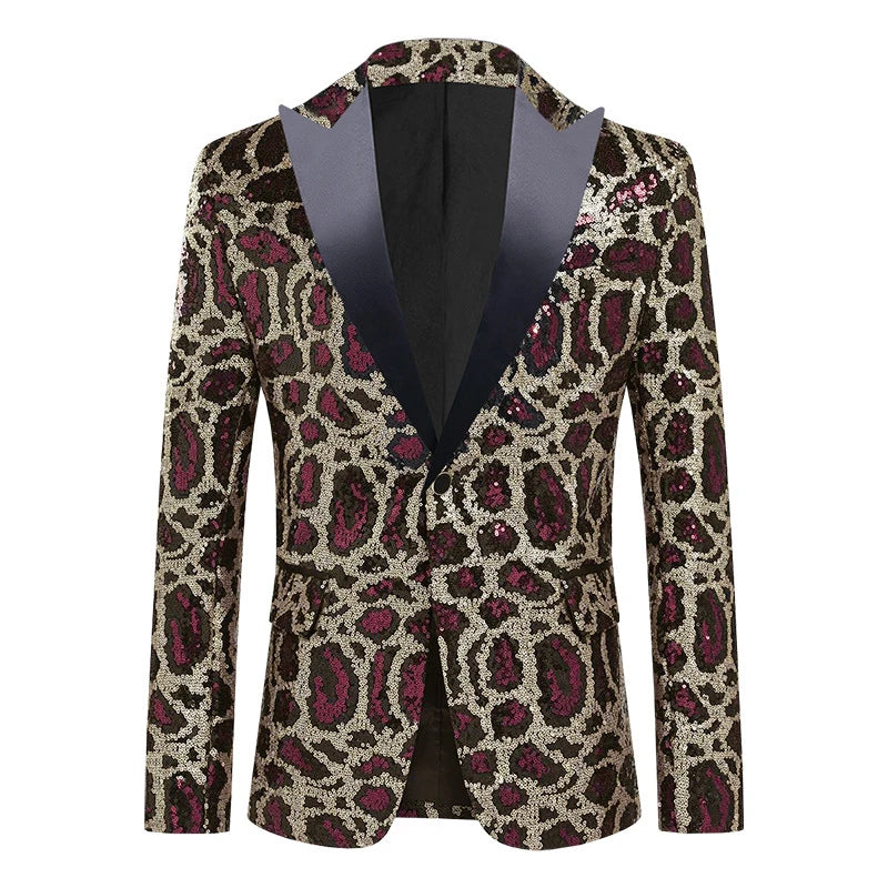 Leopard Sequins Luxury Men Blazer