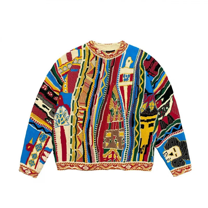 Geometric Art Color-Block Sweater