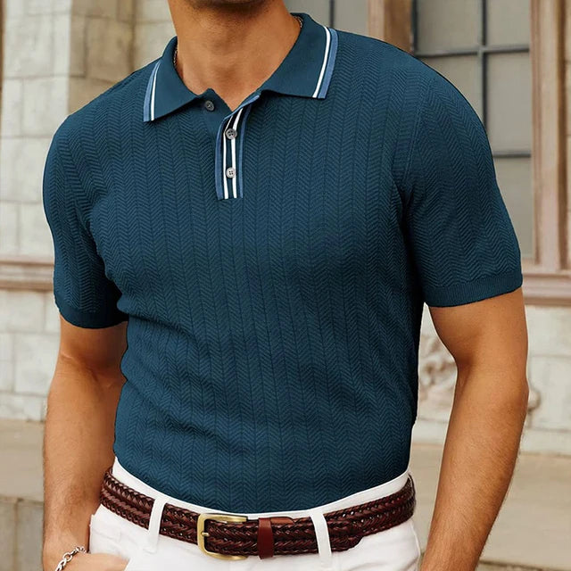 Button-Down Leisure Knit Polo Shirt