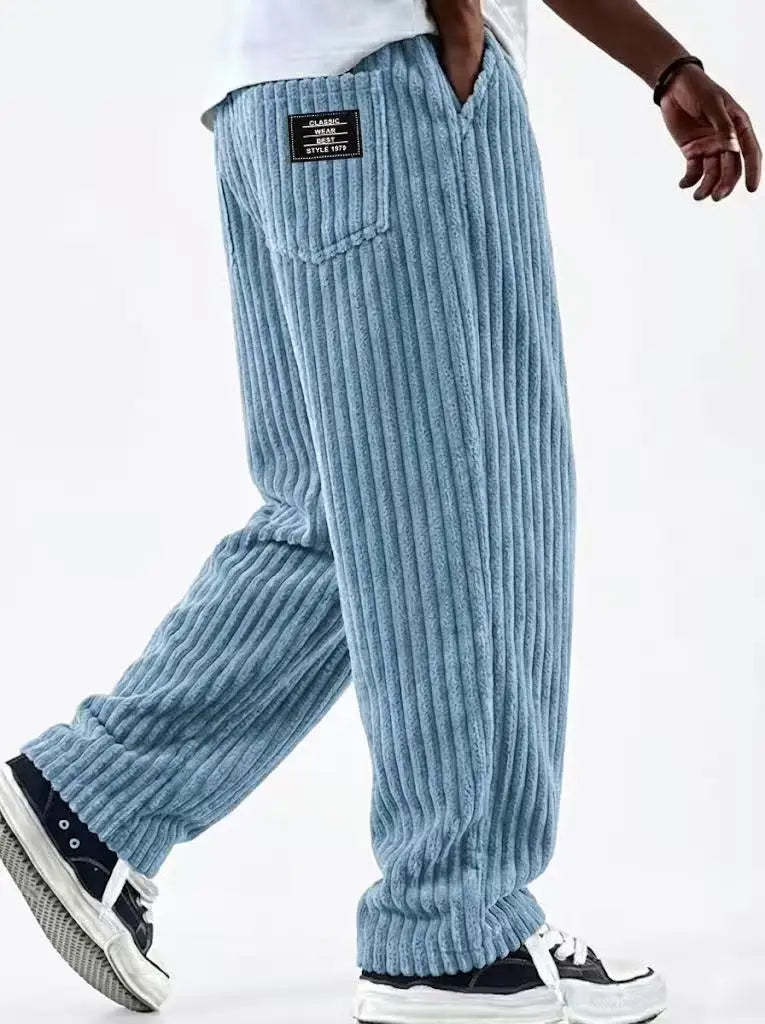 Retro Vertical Striped Corduroy Pants
