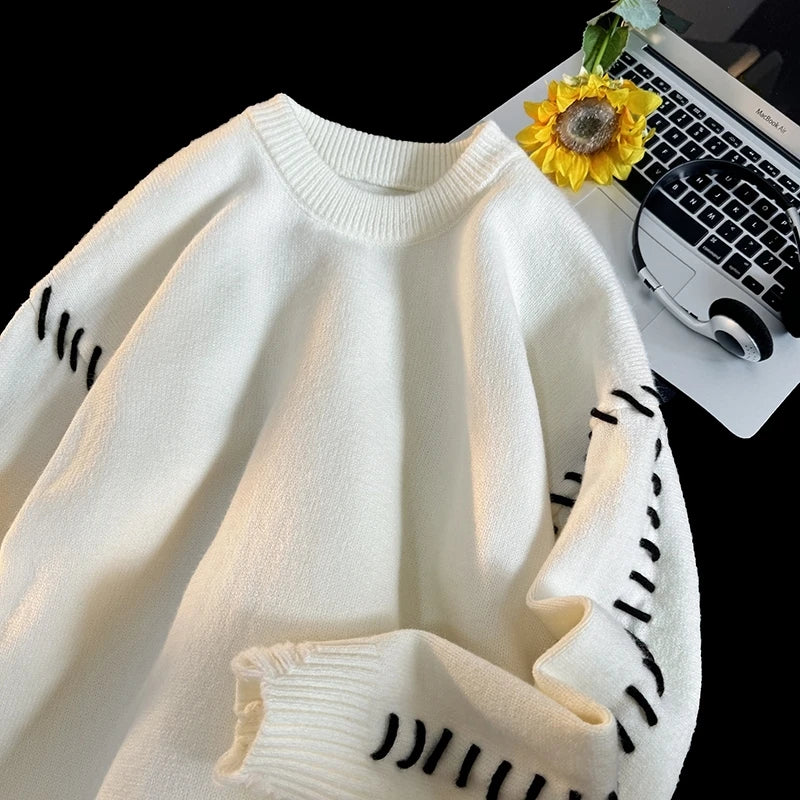 Patchwork Stitches on Sleeve Style Sweater