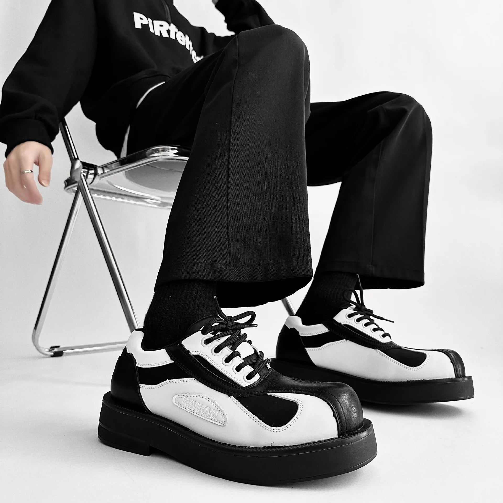 Business Formal White Black Leather Shoes