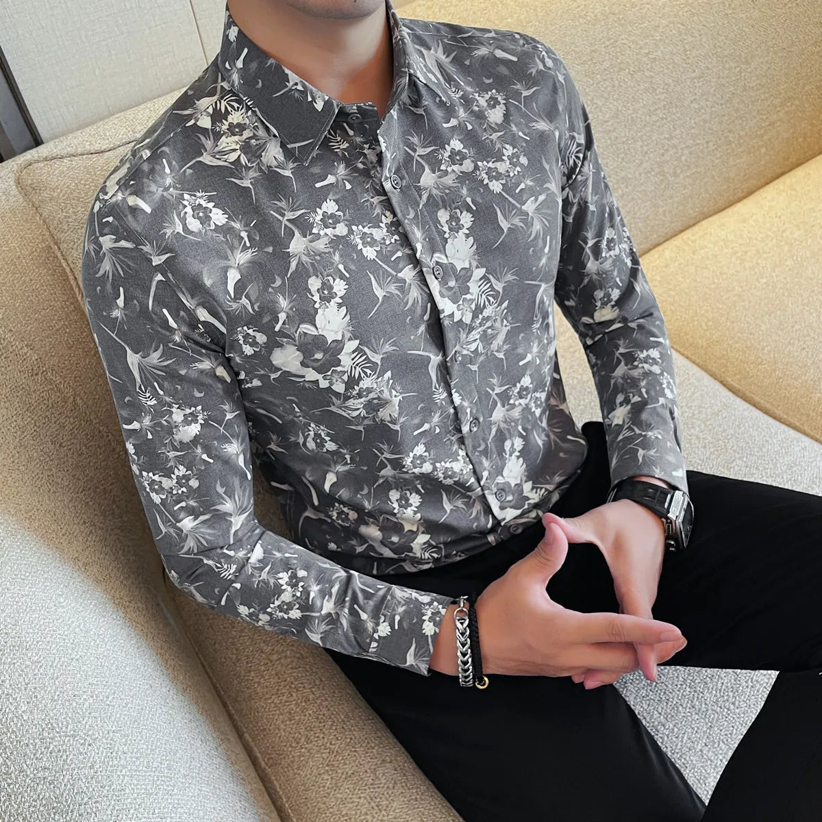 Men's Floral Slim-Fit Shirt