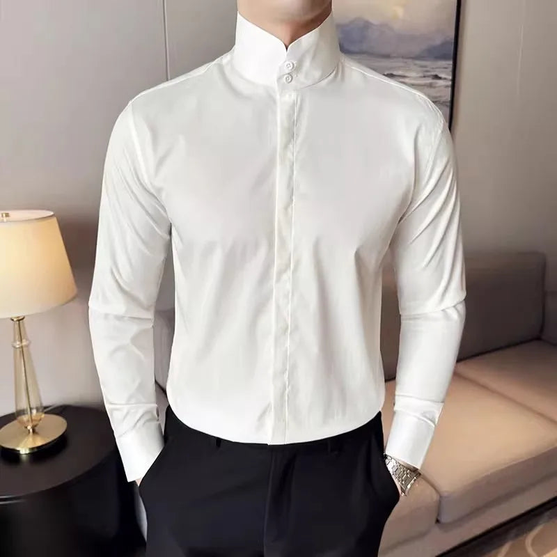 High Collar Smart Casual Style Shirt