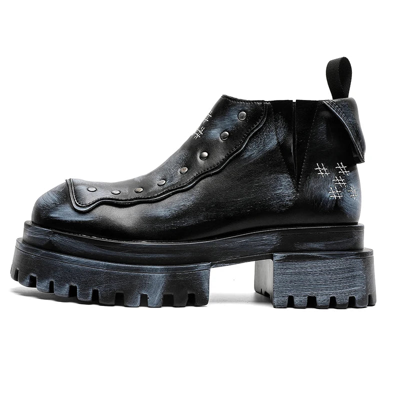 Punk Style Metal Zipper Ankle Boots