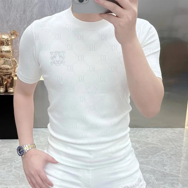 Jacquard Knitted Ice Silk Breathable T-Shirt
