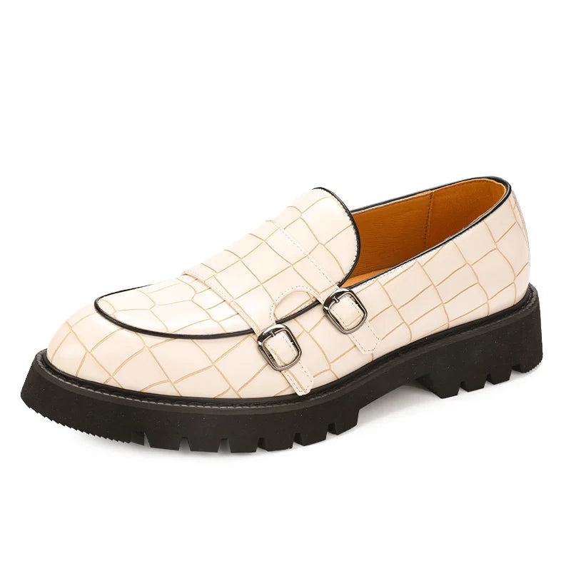 Thick-Soled Crocodile Leather Men Loafers