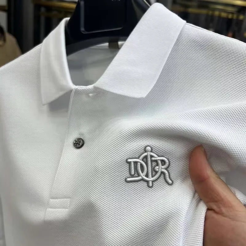 Letter Embossed Casual Polo Shirt