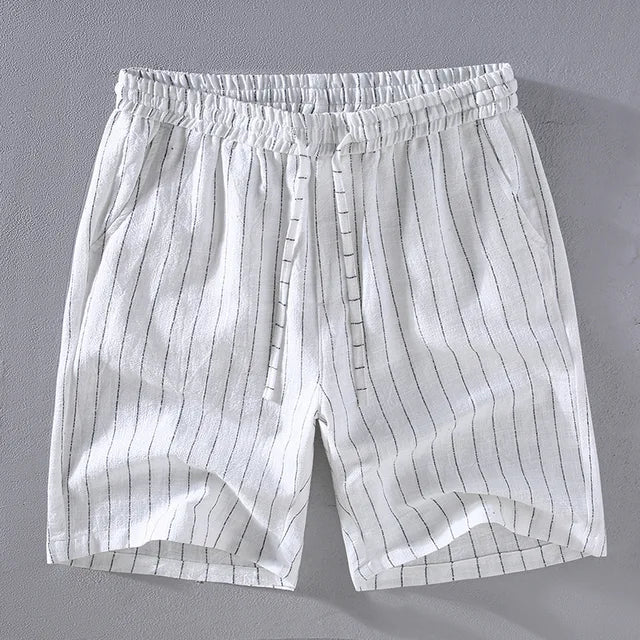 Cotton Linen Striped Beach Shorts